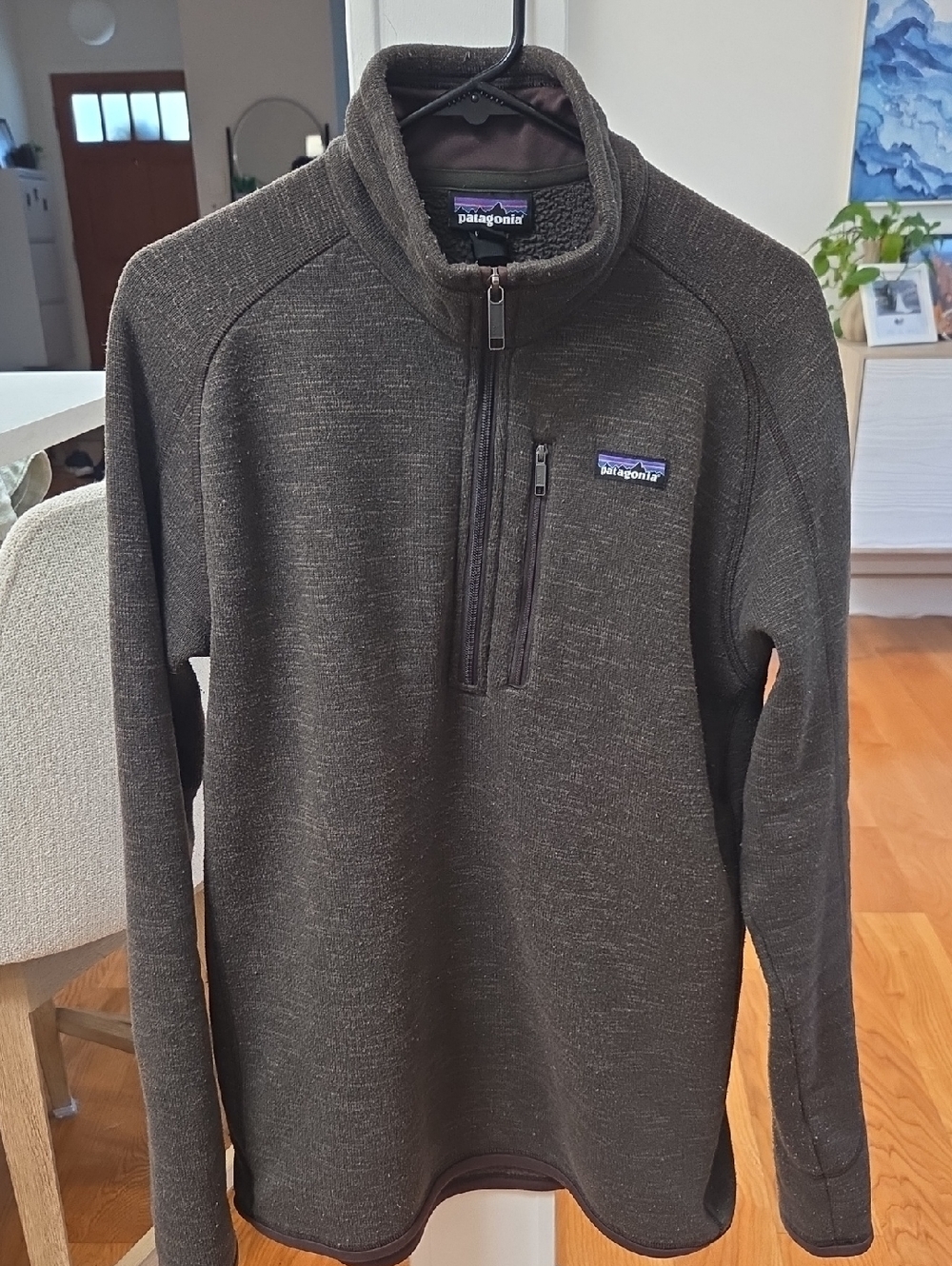 Patagonia Men's Brown/Heather Gray Zip-Front Fleece Pullover Sweater (L)